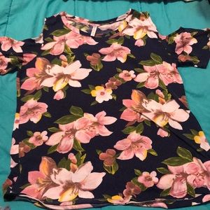 Floral open shoulder top